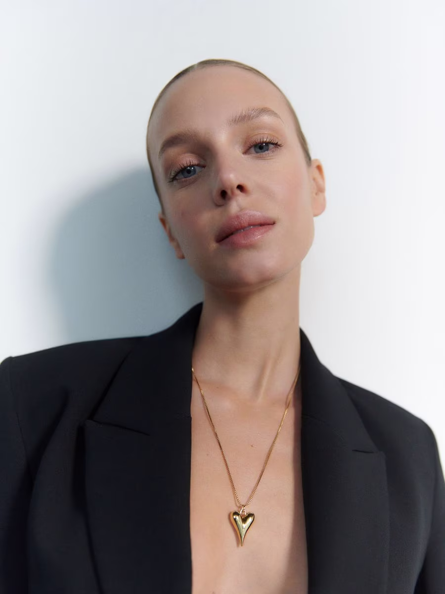 Gold-Plated Necklace With Heart-Shaped Pendant
