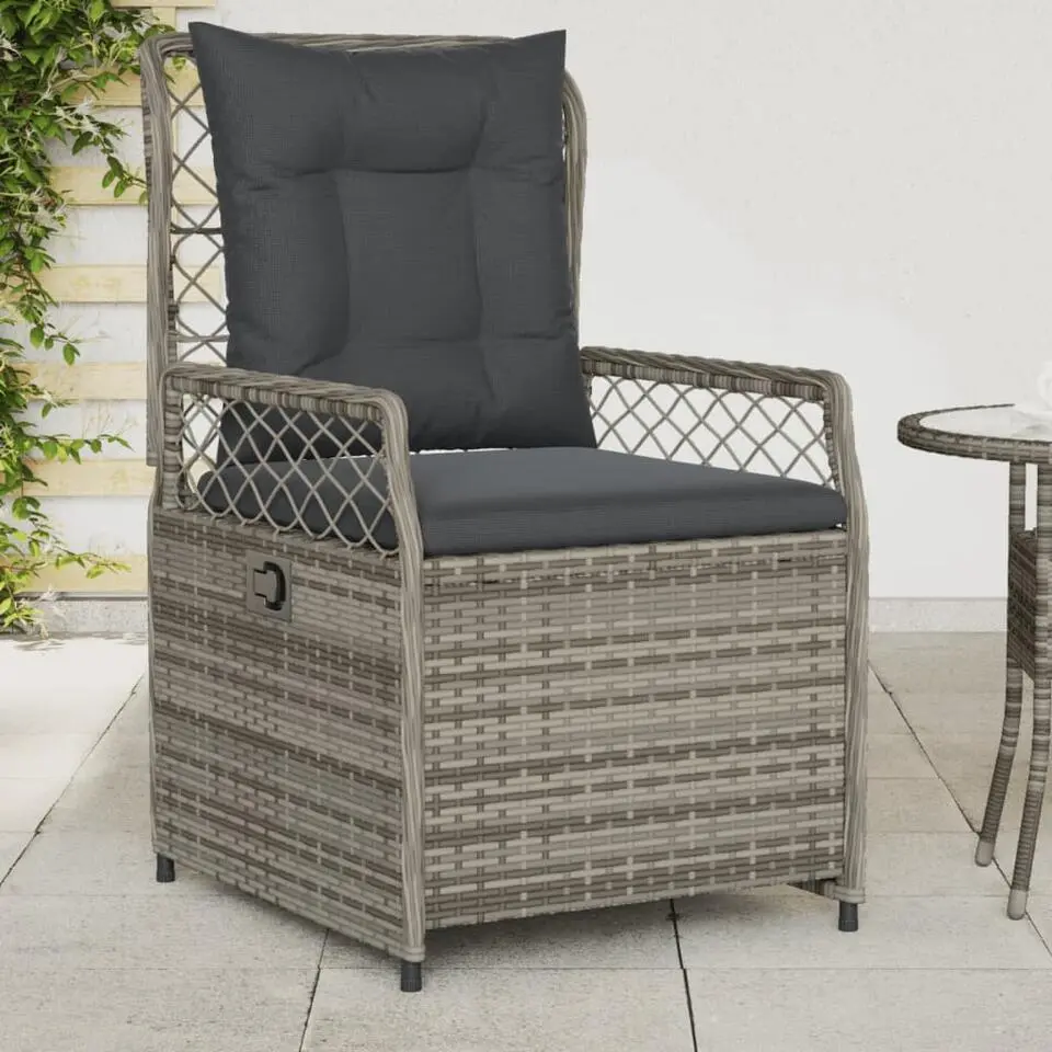 vidaXL - Verstelbare tuinstoelen - Grijs - Poly rattan - 2 stuks