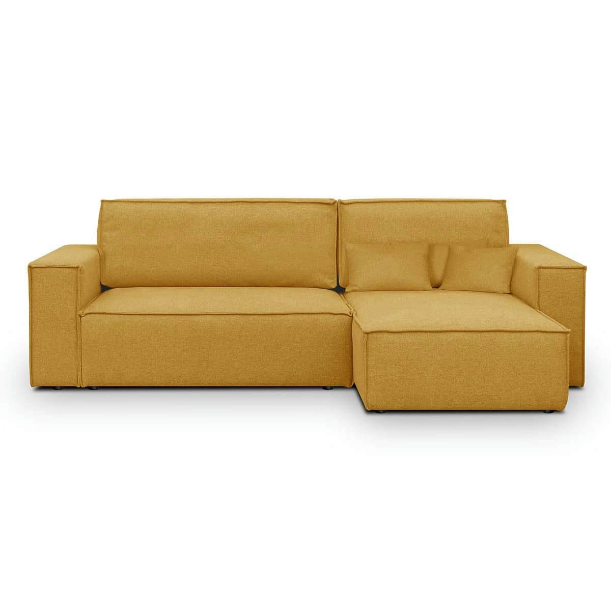 LIVIA NEW - Canapé d'angle convertible 4 places en tissu jaune moutarde