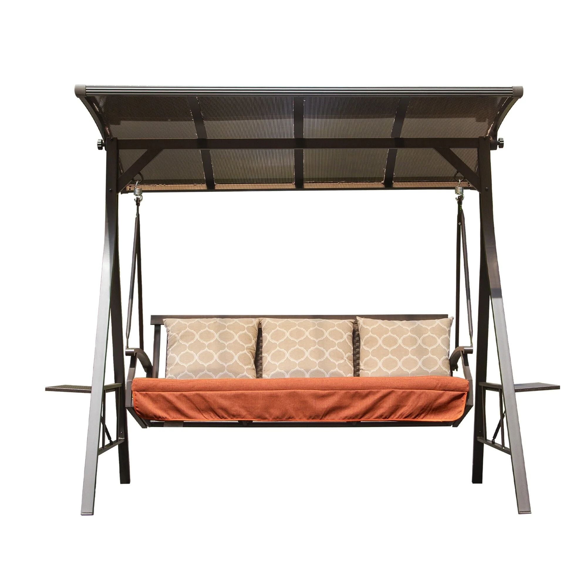 DOMI 3-Person Patio Porch Swing with Adjustable Canopy, Sunbrella Cushions