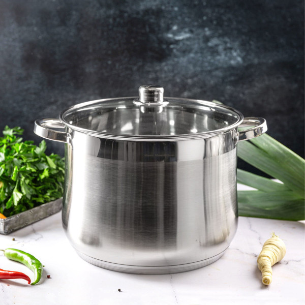 Garnek stalowy gastronomiczny duży 8.6L 24cm indukcja srebrny KLAUSBERG