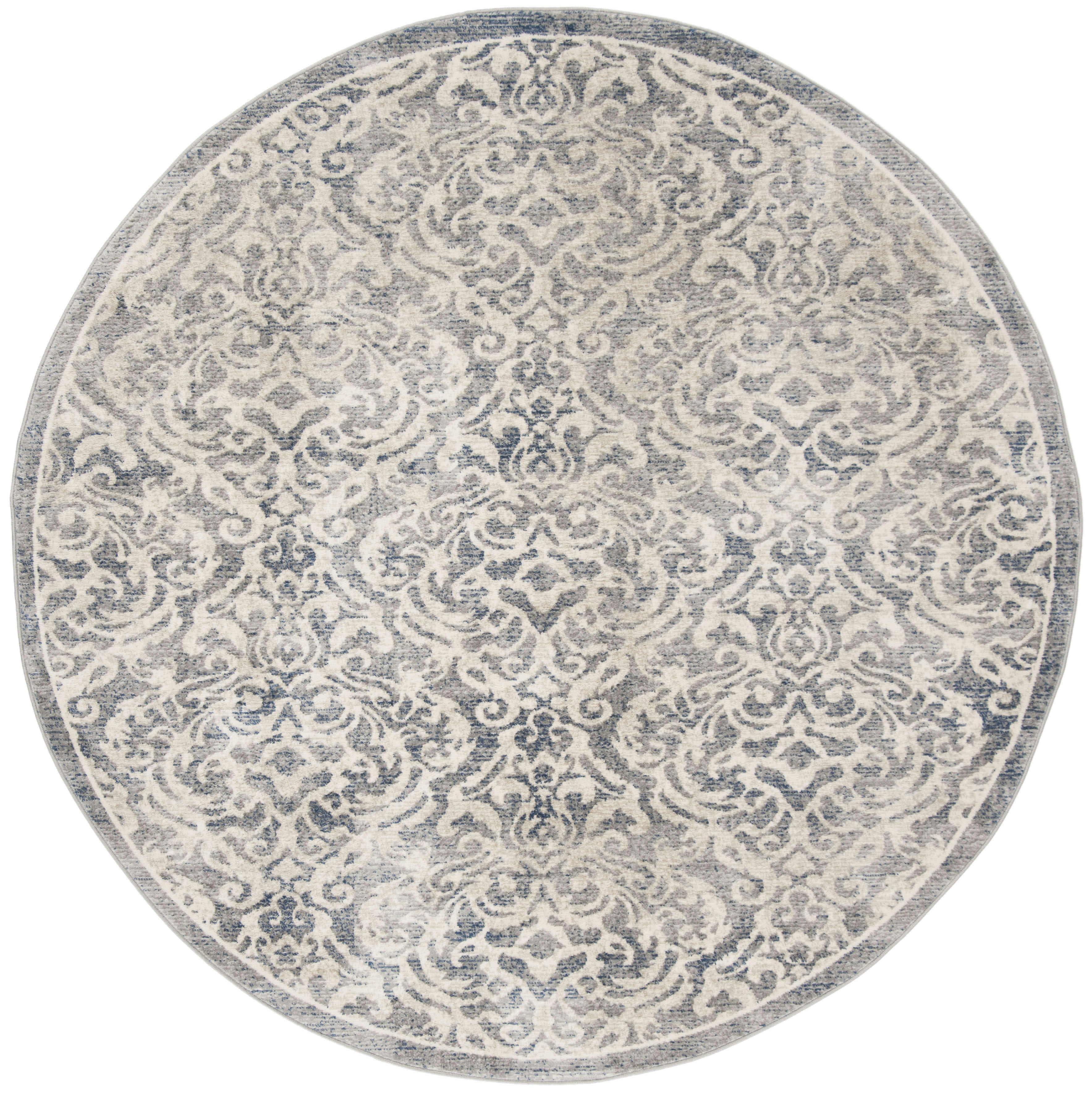 BRENTWOOD - Tapis de salon interieur en gris clair & bleu, 201 x 201 cm