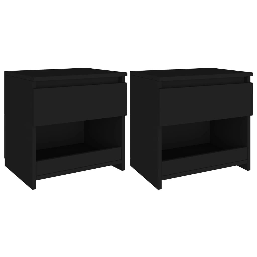 2x Szafka Nocna Stolik Komoda Czarna z Szufladą Do Sypialni 40x30x39 cm