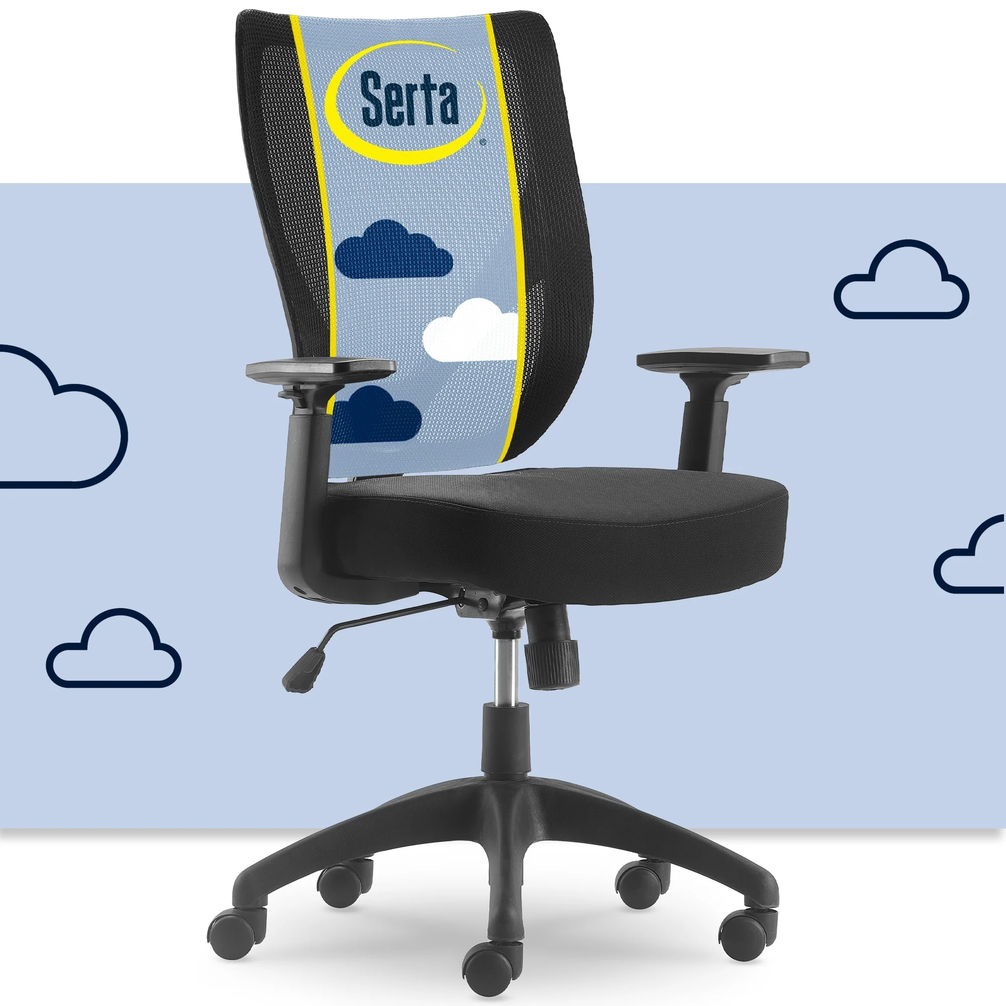 Serta Production Mesh Office Chair, Ergonomic Mid-Back Computer Desk Chair with Lumbar Support