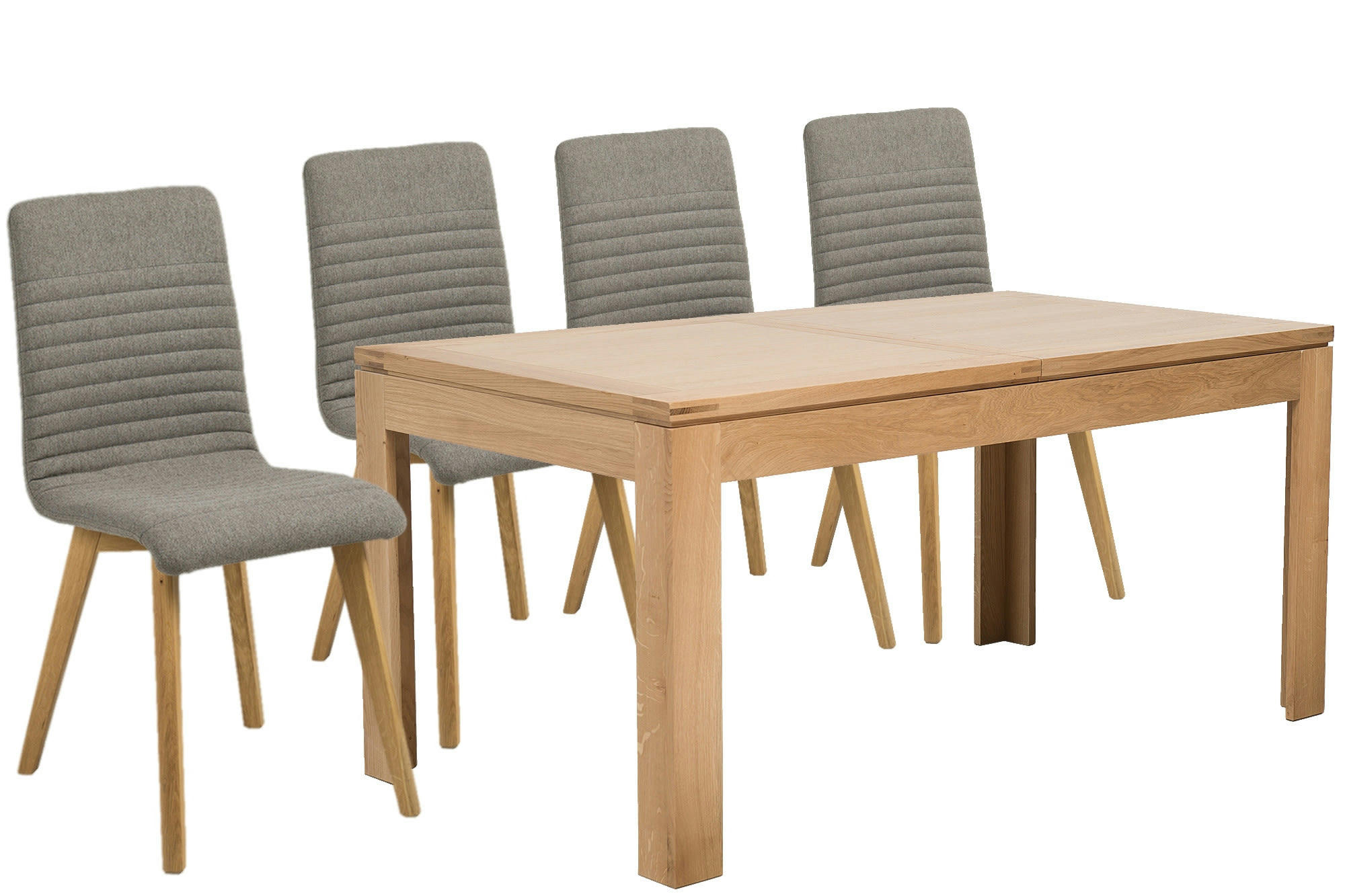 - Table rectangulaire à rallonges L160/240 + 4 chaises scandinaves