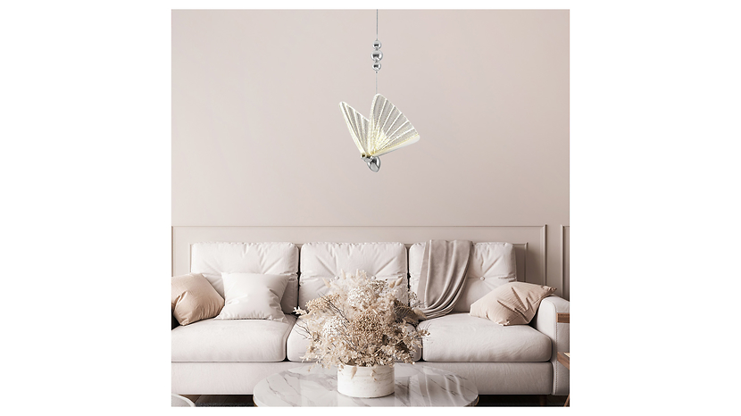 Lampa wisząca Mariposa motyl LED szklana srebrna