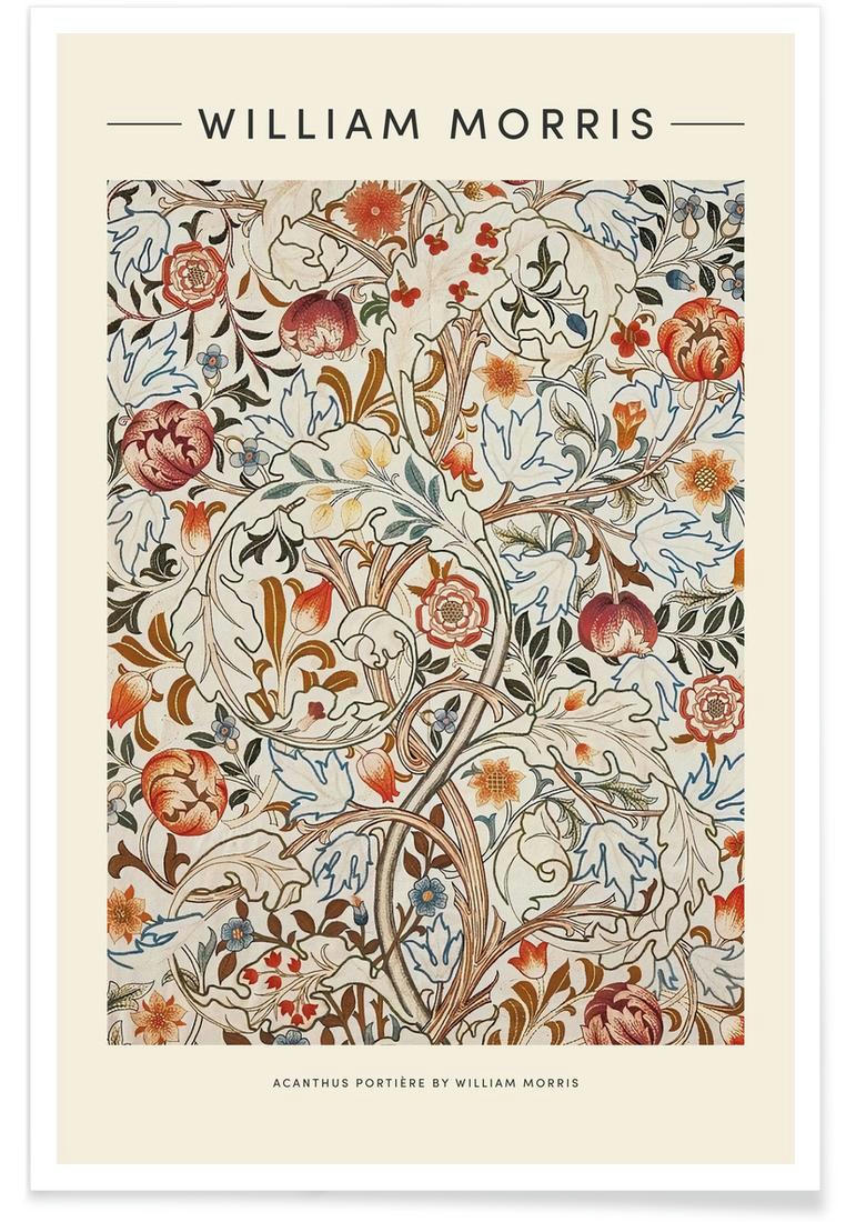 WILLIAM MORRIS - ACANTHUS - Affiche blanc ivoire & multicolore