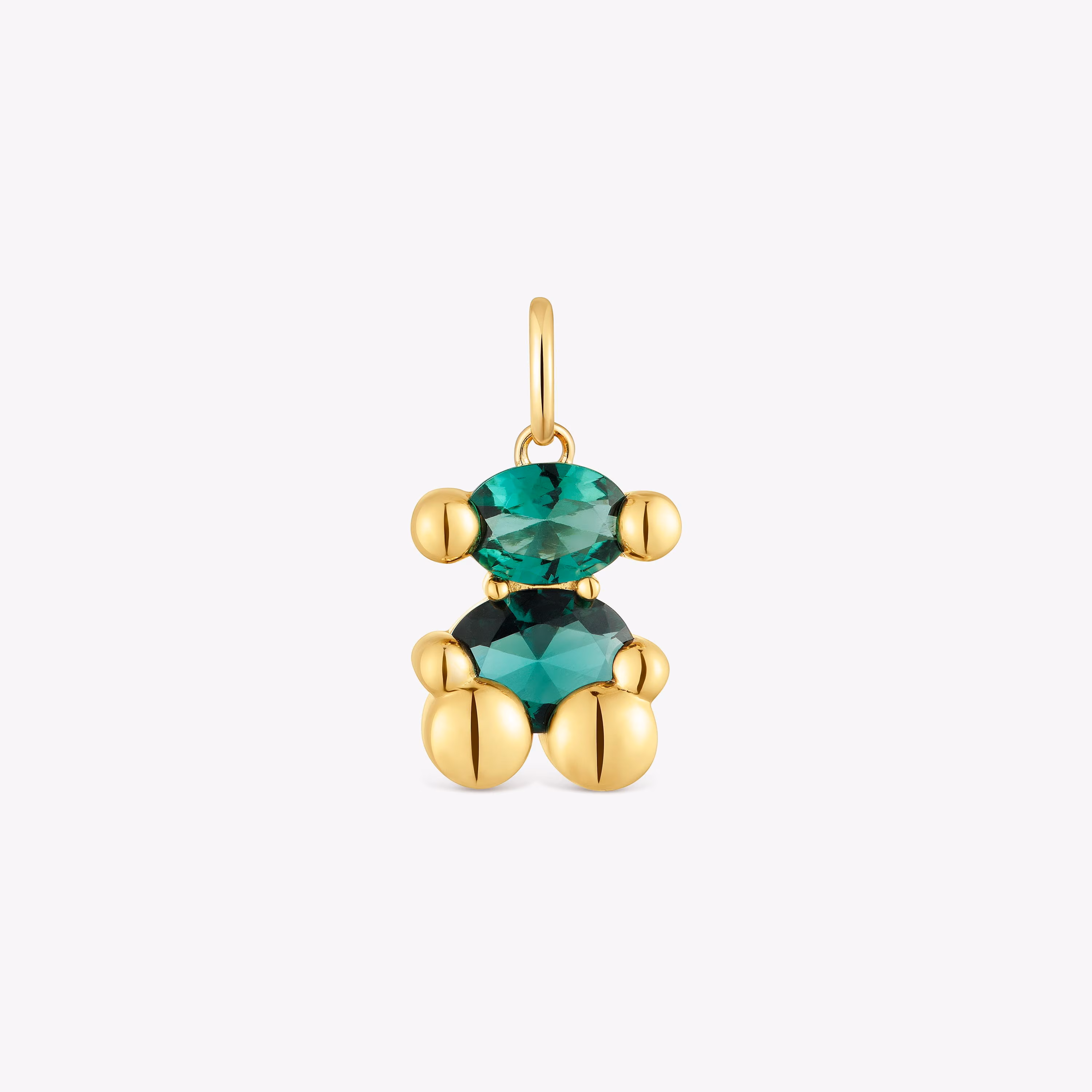 Colgante pequeño motivo oso con baño de oro 18 kt sobre plata y esmeralda creada en laboratorio Color Bear LGG