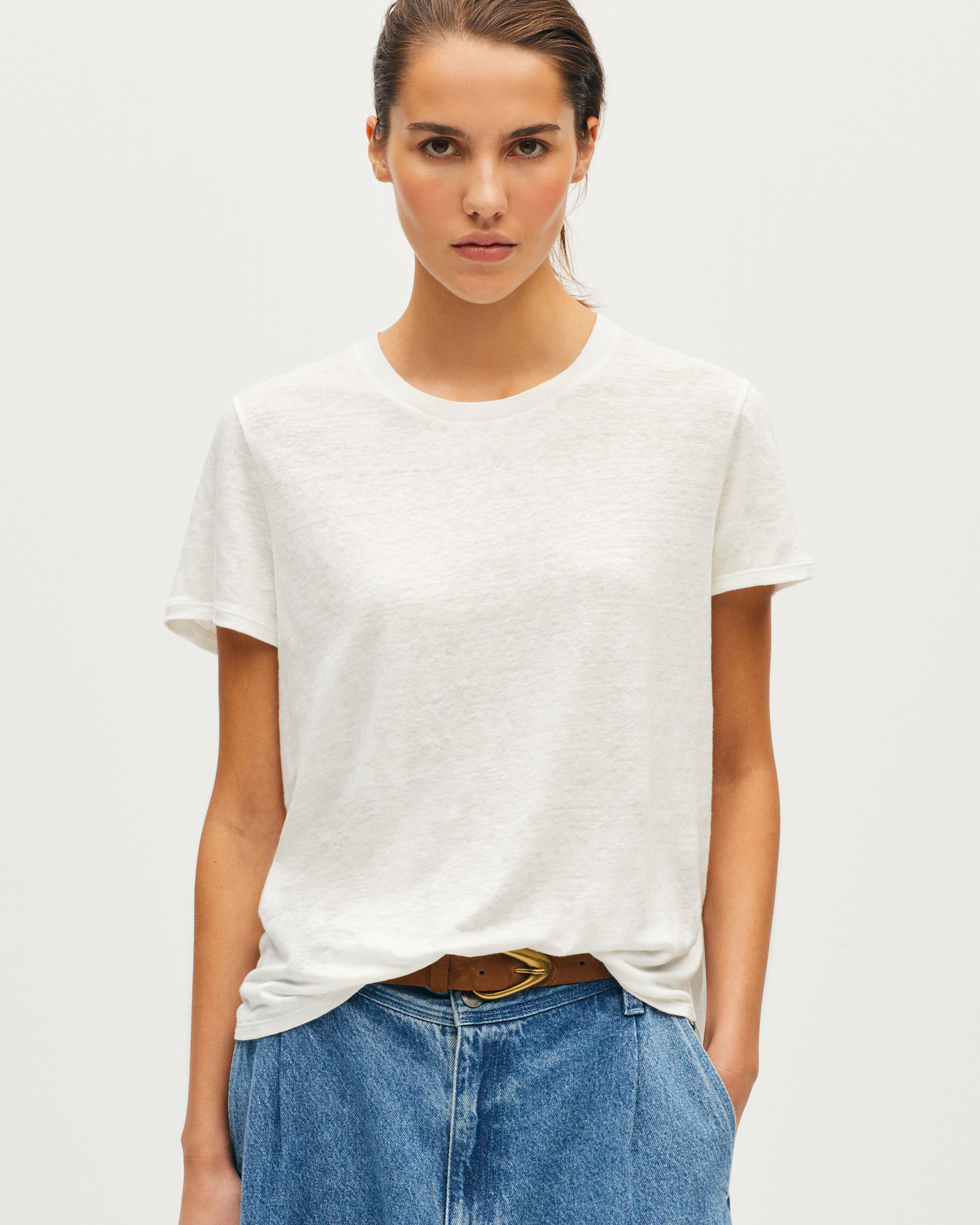 T-shirt col rond en lin
