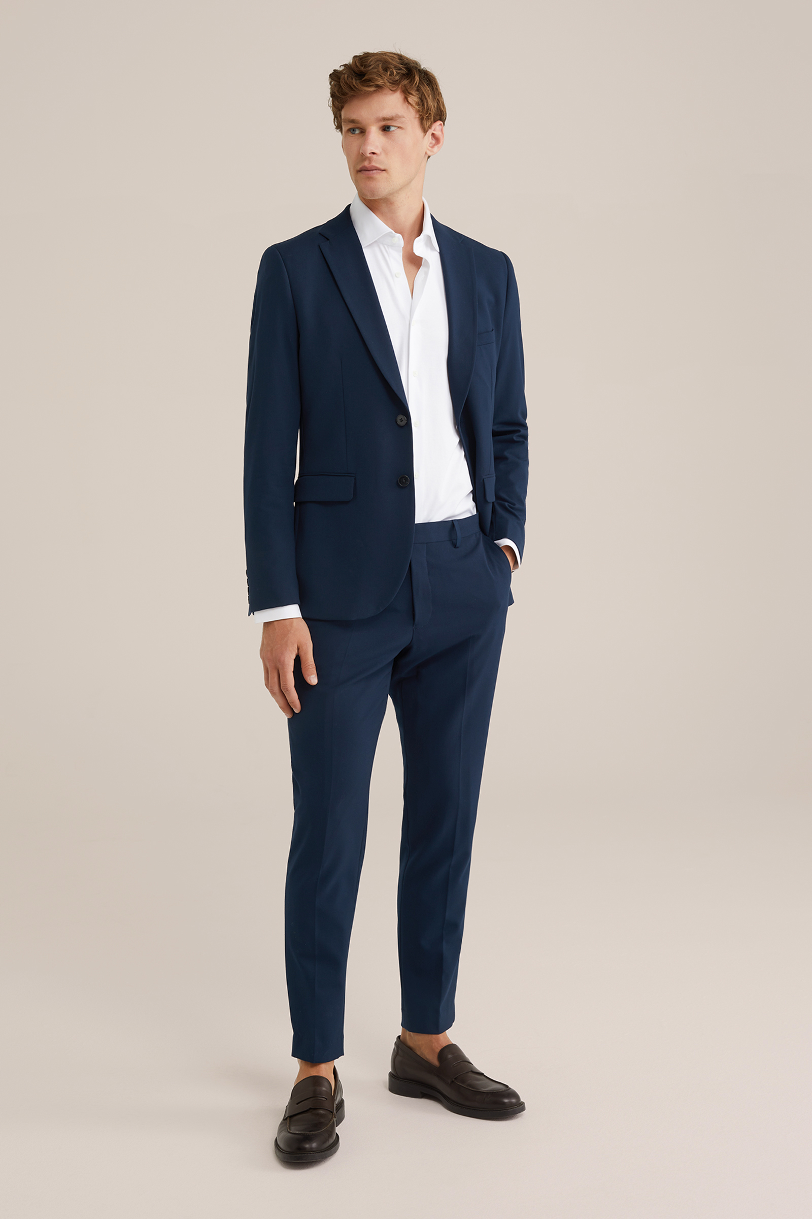 Heren premium slim fit overhemd van jersey