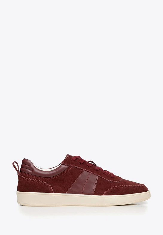 Damskie sneakersy ze skóry zamszowej bordowe