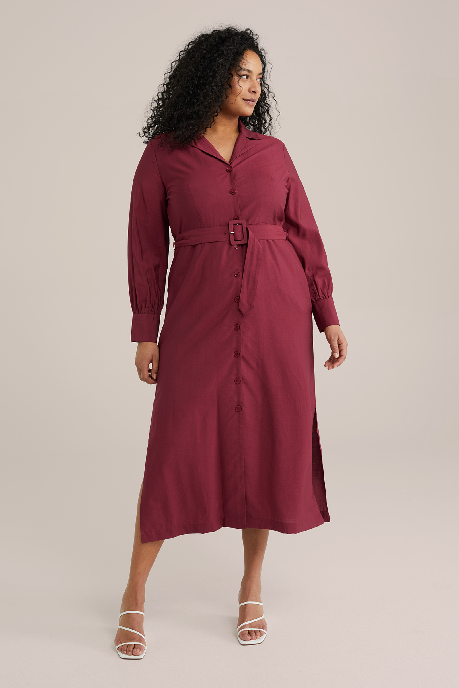 Dames Midi jurk met ceintuur - Curve