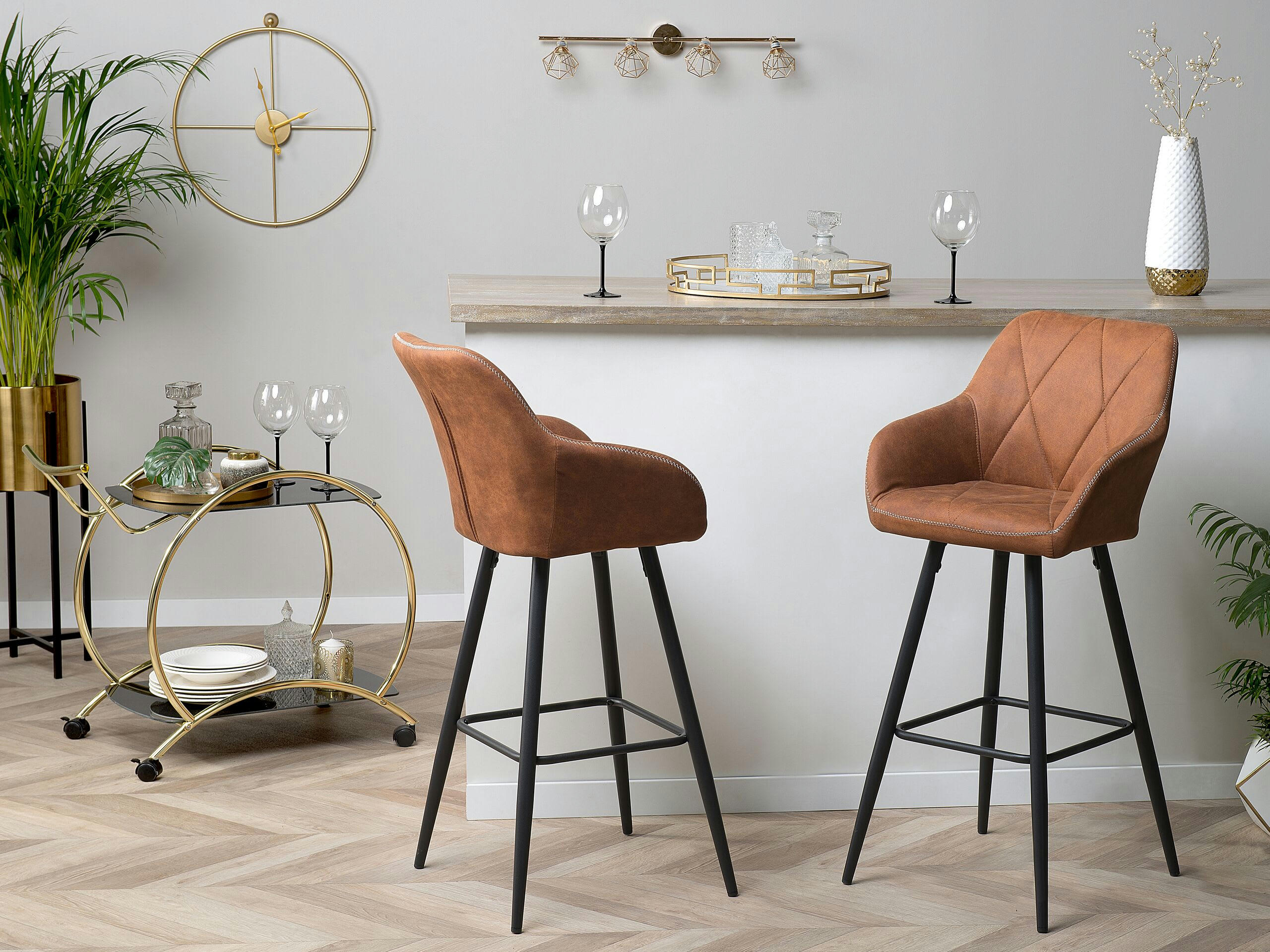 DARIEN - Lot de 2 chaises de bar marron