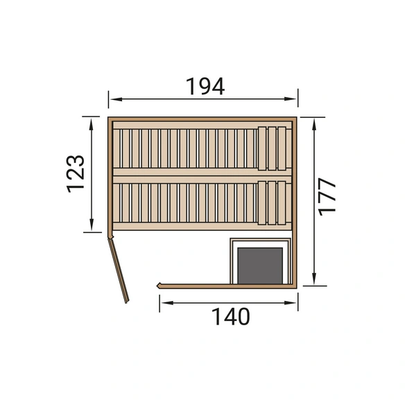 Ecksauna »VARBERG 2«, 6 Personen, inkl. 5,4 kW Ofen mit integrierter Steuerung