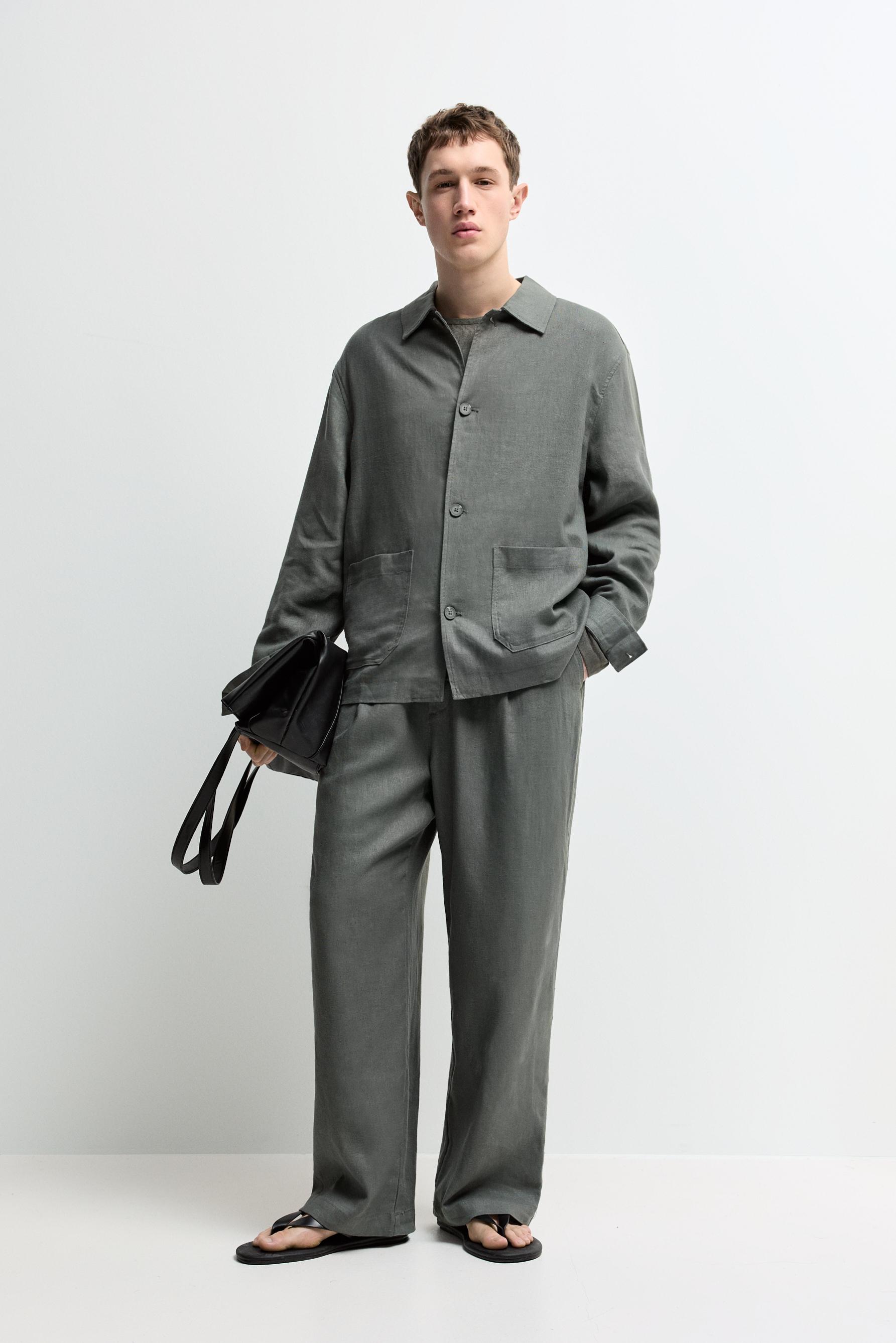 Sobrecamisa 100% lino bolsillos