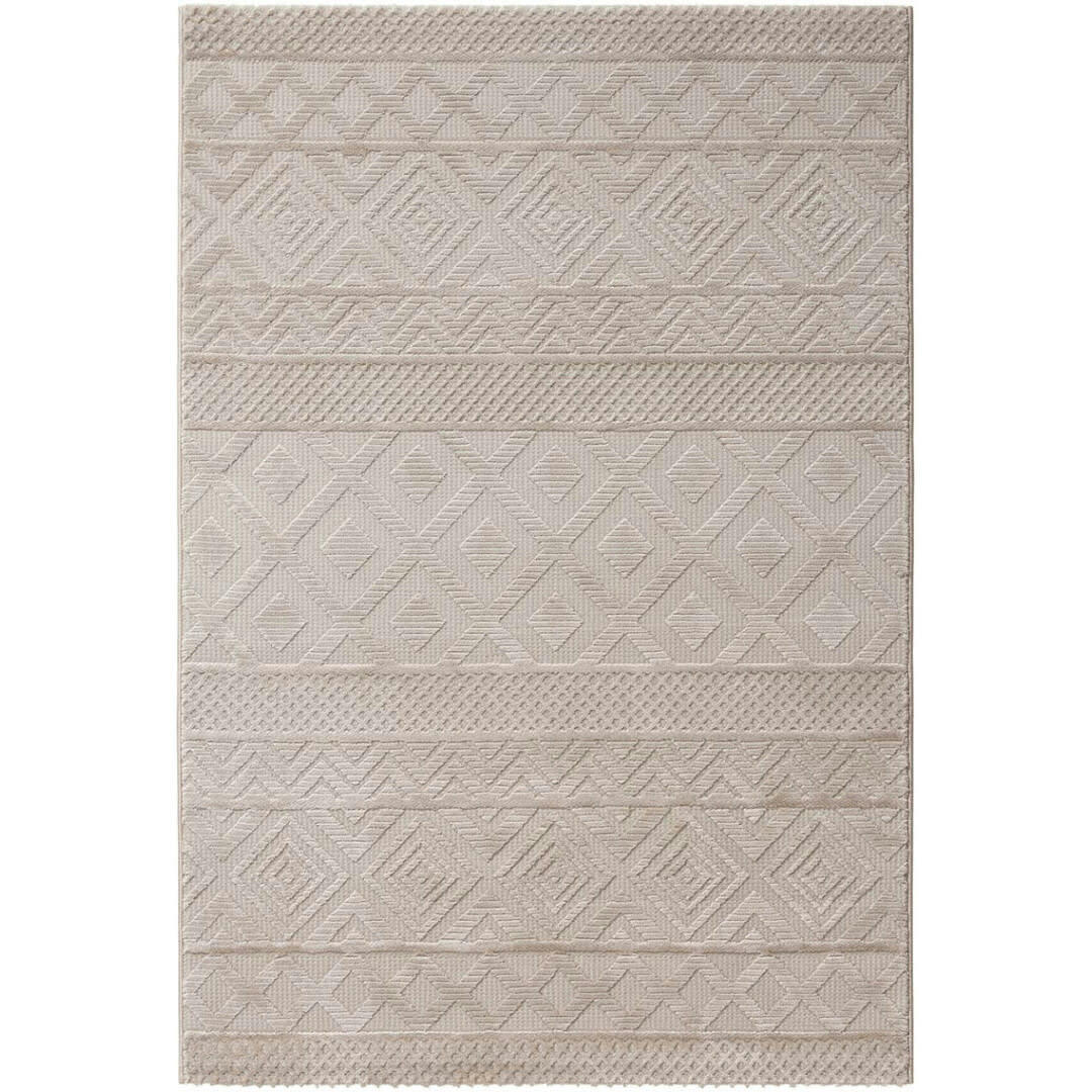 NAMUR - Tapis géométrique design en polyester beige 80x150
