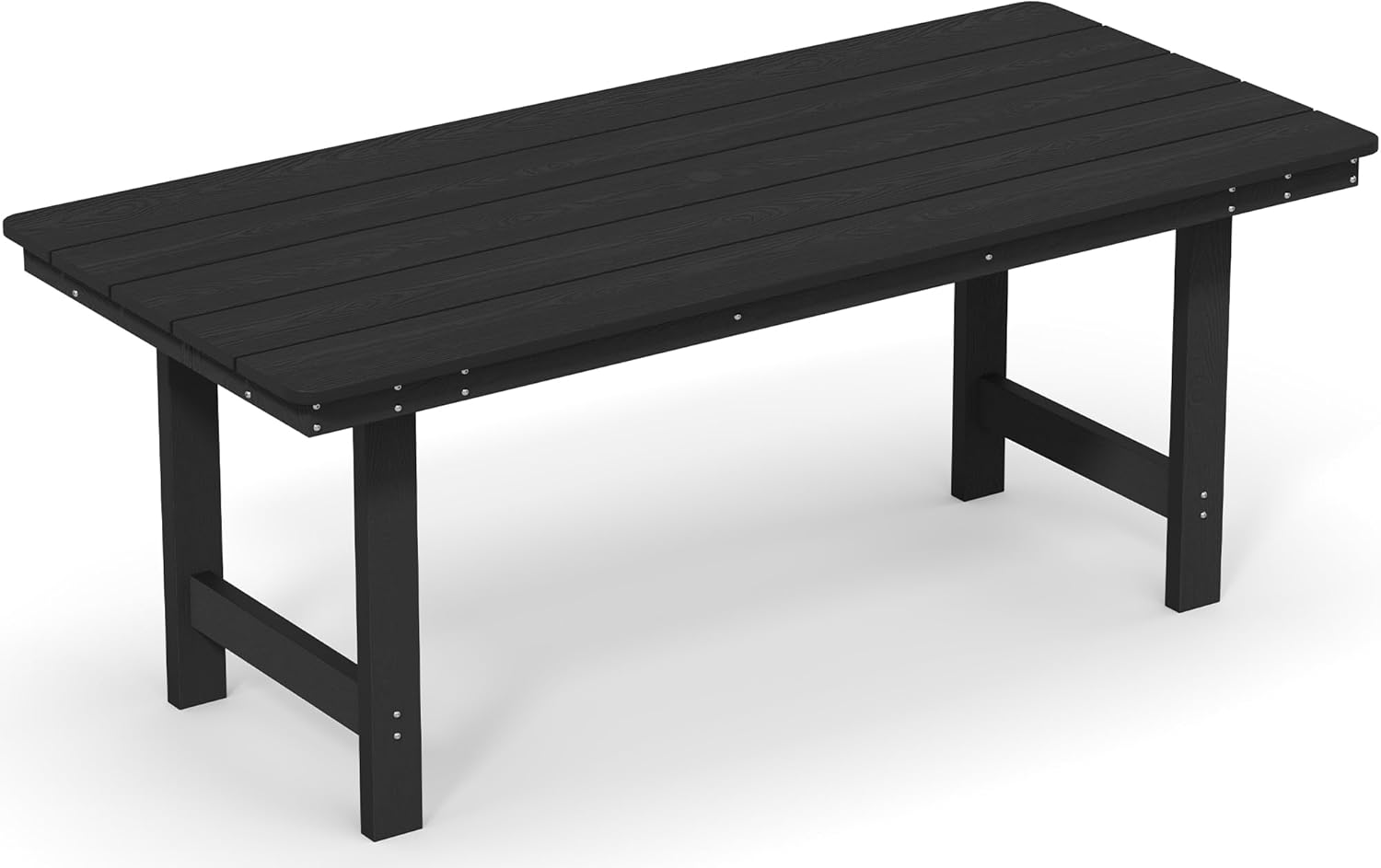 PIZZELLO Patio Dining Table for 6, 66 Rectangular HDPE Outdoor Dining Table with 1.8 Umbrella Hole, All Weather Outdoor Patio Table for Lawn Backyard Garden, Black