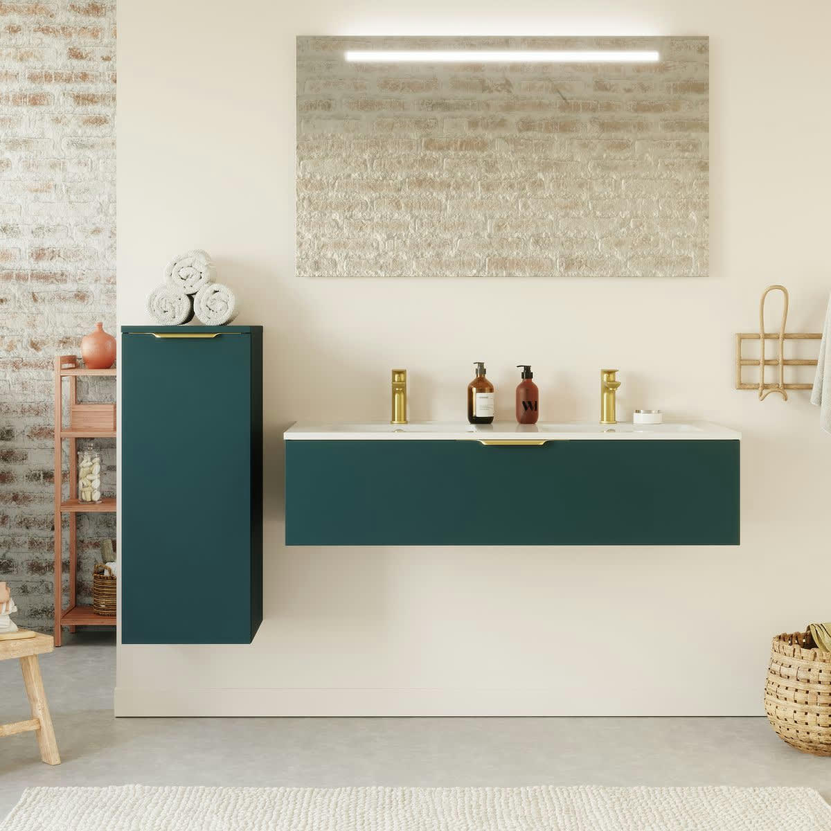 VENICE - Meuble salle de bain double vasque 120cm 1 tiroir Bleu