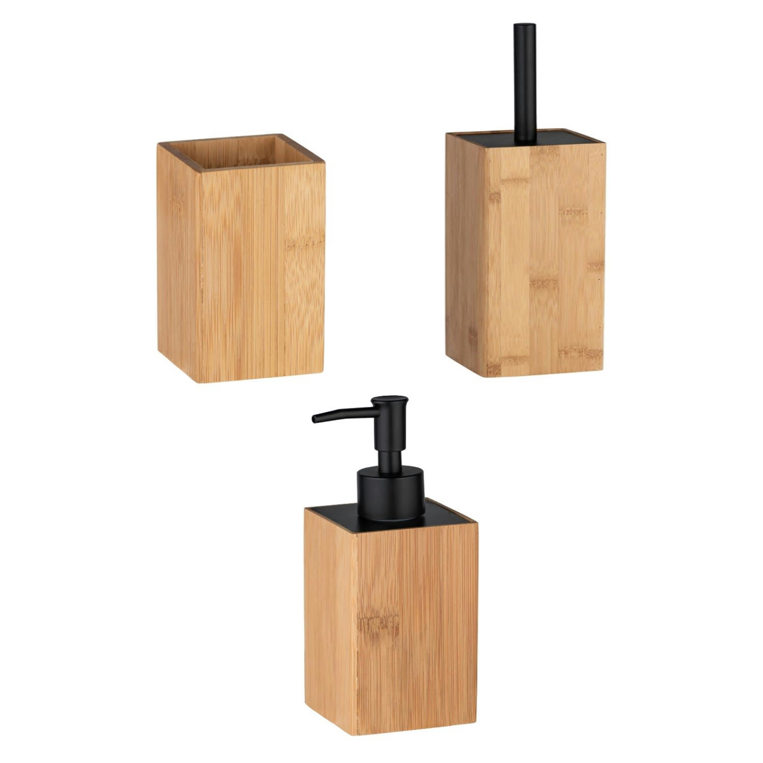 PADUA - Set accessoires de salle de bain design bambou marron
