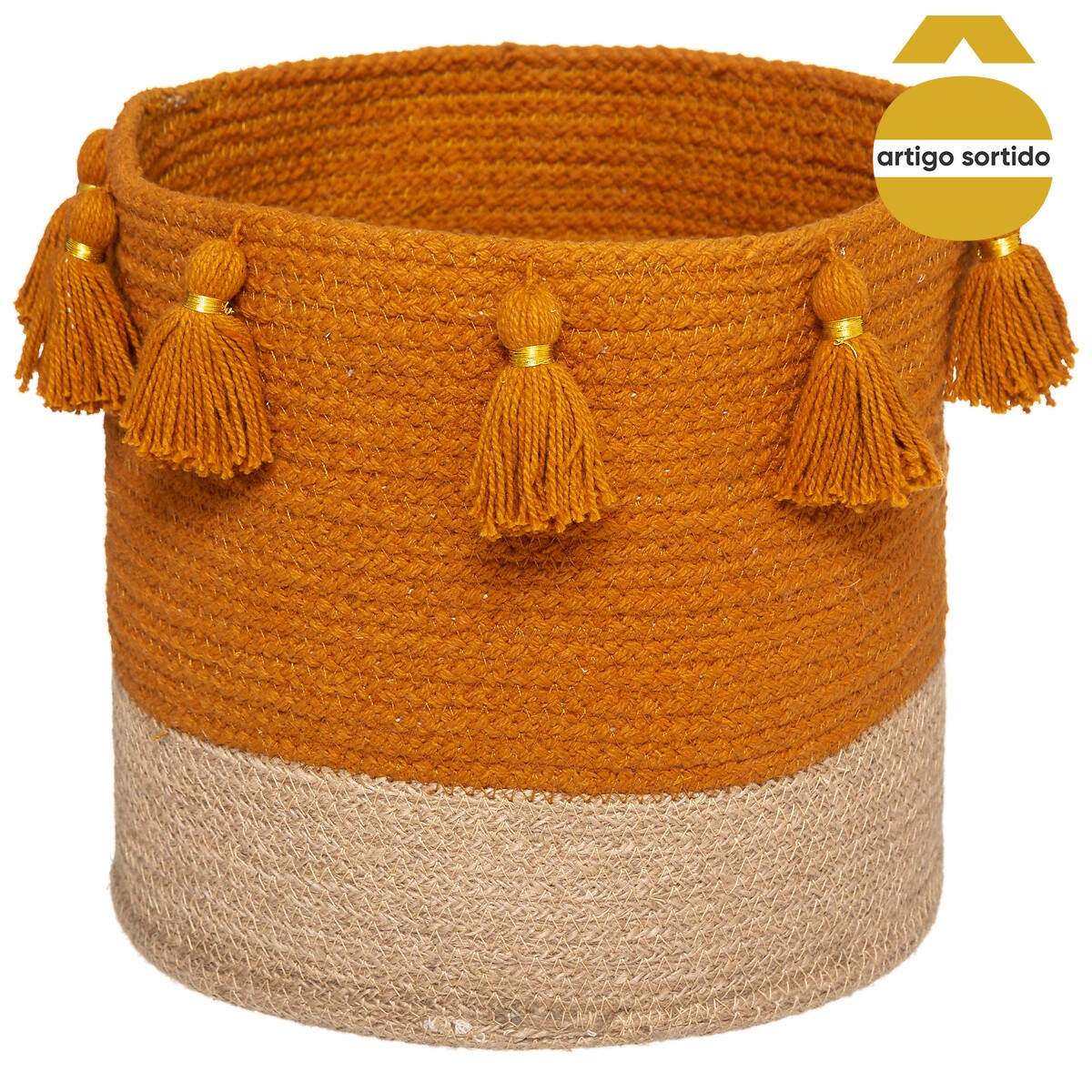 Cesto com pompons GYPSY 24x26,5cm