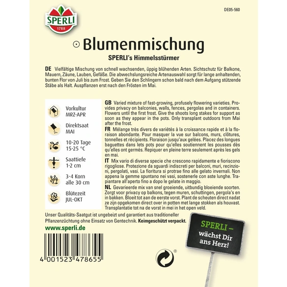 Blumenmischung »SPERLI's Himmelsstürmer«, einjährig, blühender Sichtschutz, Höhe bis 300 cm