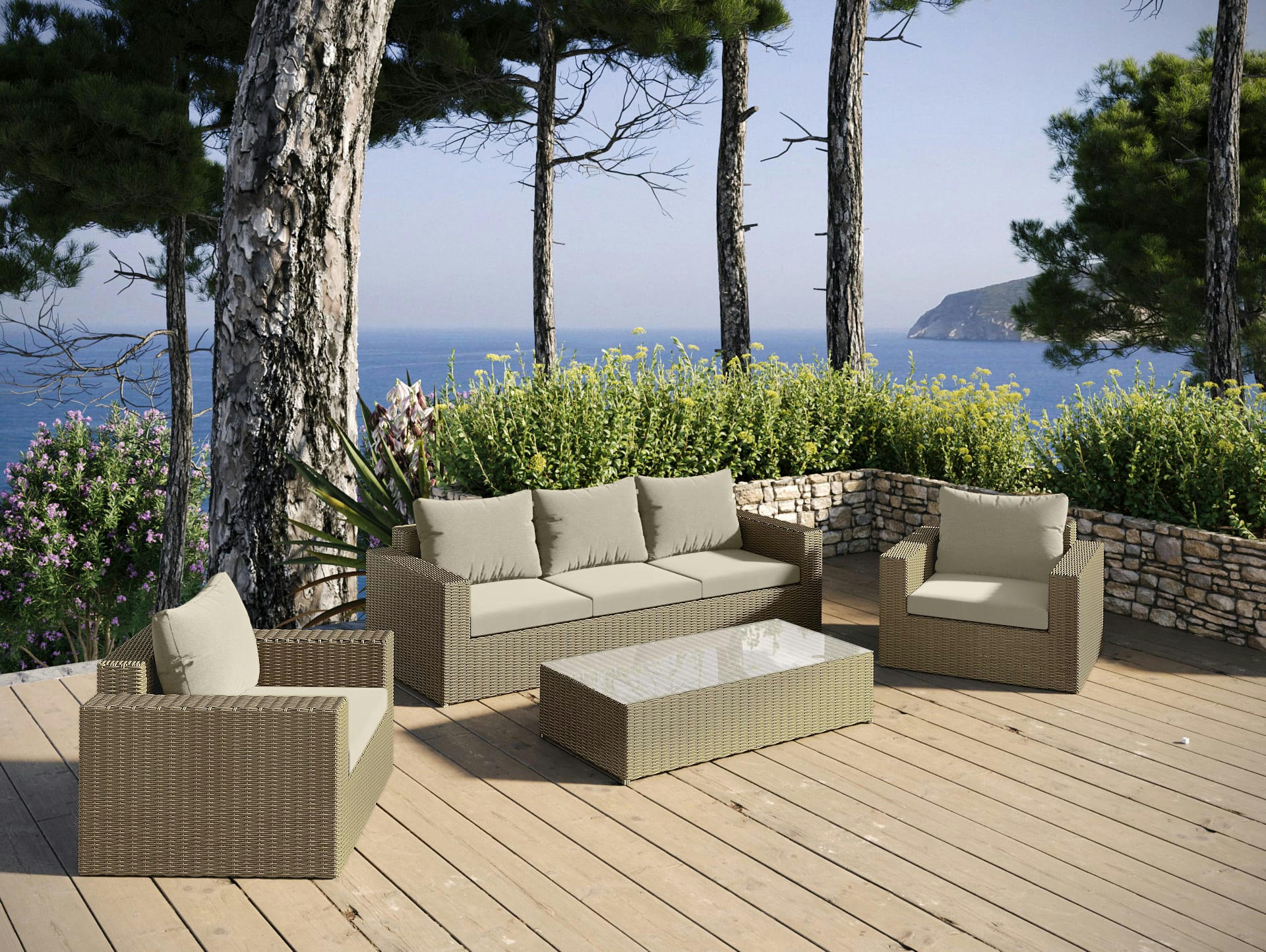 NEROS - Salon De Jardin 5 Personnes 