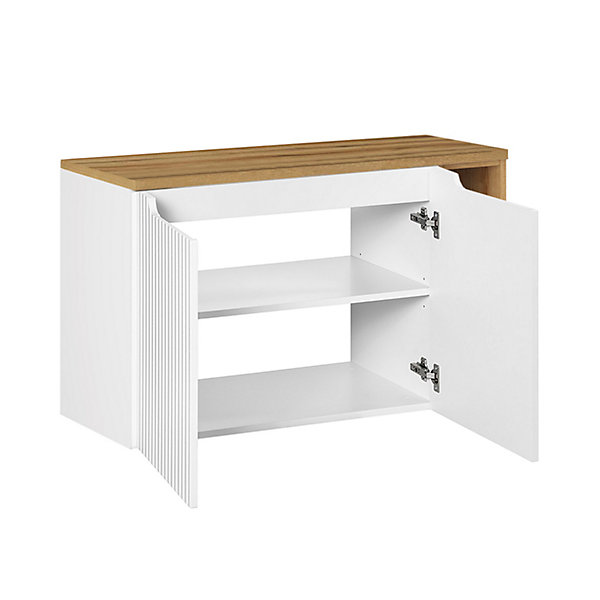 Meuble sous-vasque 100cm 2 portes 2 niches Riva Blanc et Bois