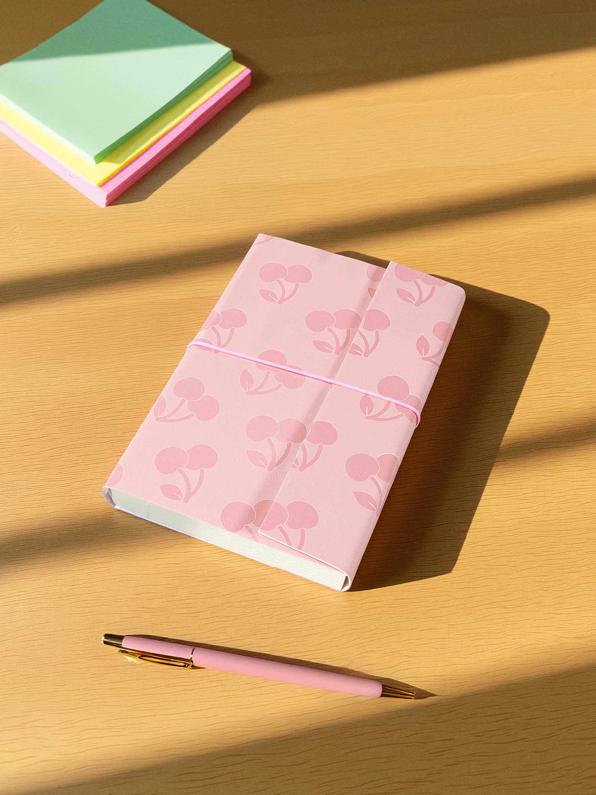 Notes na gumkę z motywem wiśni