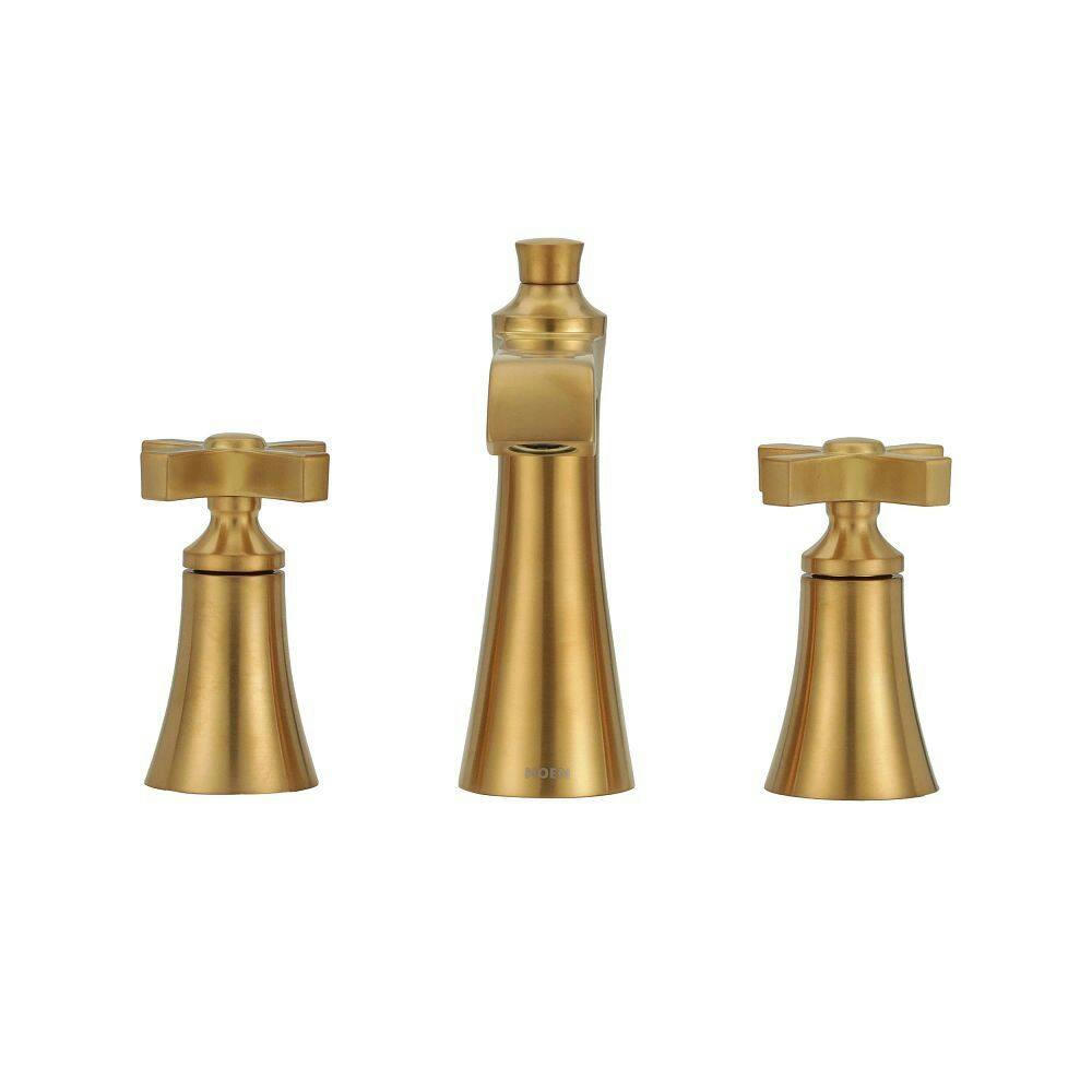 Moen Flara Two-Handle Widespread Cross Handle Bathroom Faucet Trim Kit (Valve Required), Brushed Gold