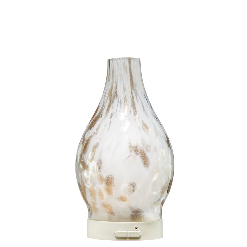 Diffuseur d'huile essentielle électrique en verre blanc avec LED Ø12xH22cm