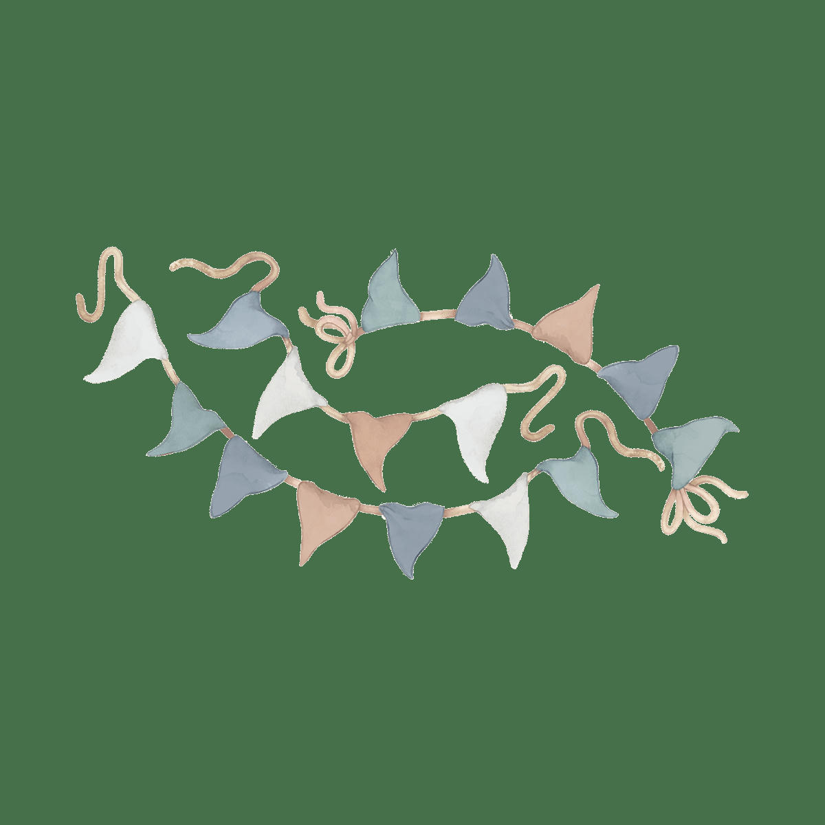 SELENE - Grand sticker guirlande de fanion en vinyle mat bleu