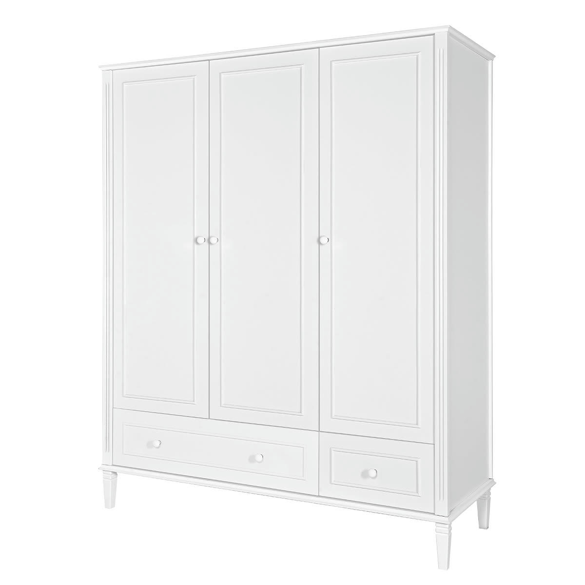 BIANKA - Armoire 3 portes 2 tiroirs blanc