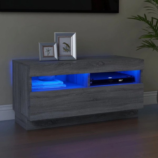 Stolik Rtv Szary Mat LED Nowoczesny Salon 80x35x40cm