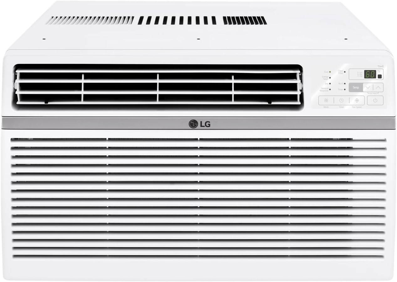 LG 8,000 Window Air Conditioner, 115V, 350 Sq.Ft. (14' x 25' Room Size), Quiet Operation, Electronic Control with Remote, 3 Cooling & Fan Speeds, Auto Restart, 8000 BTU, White