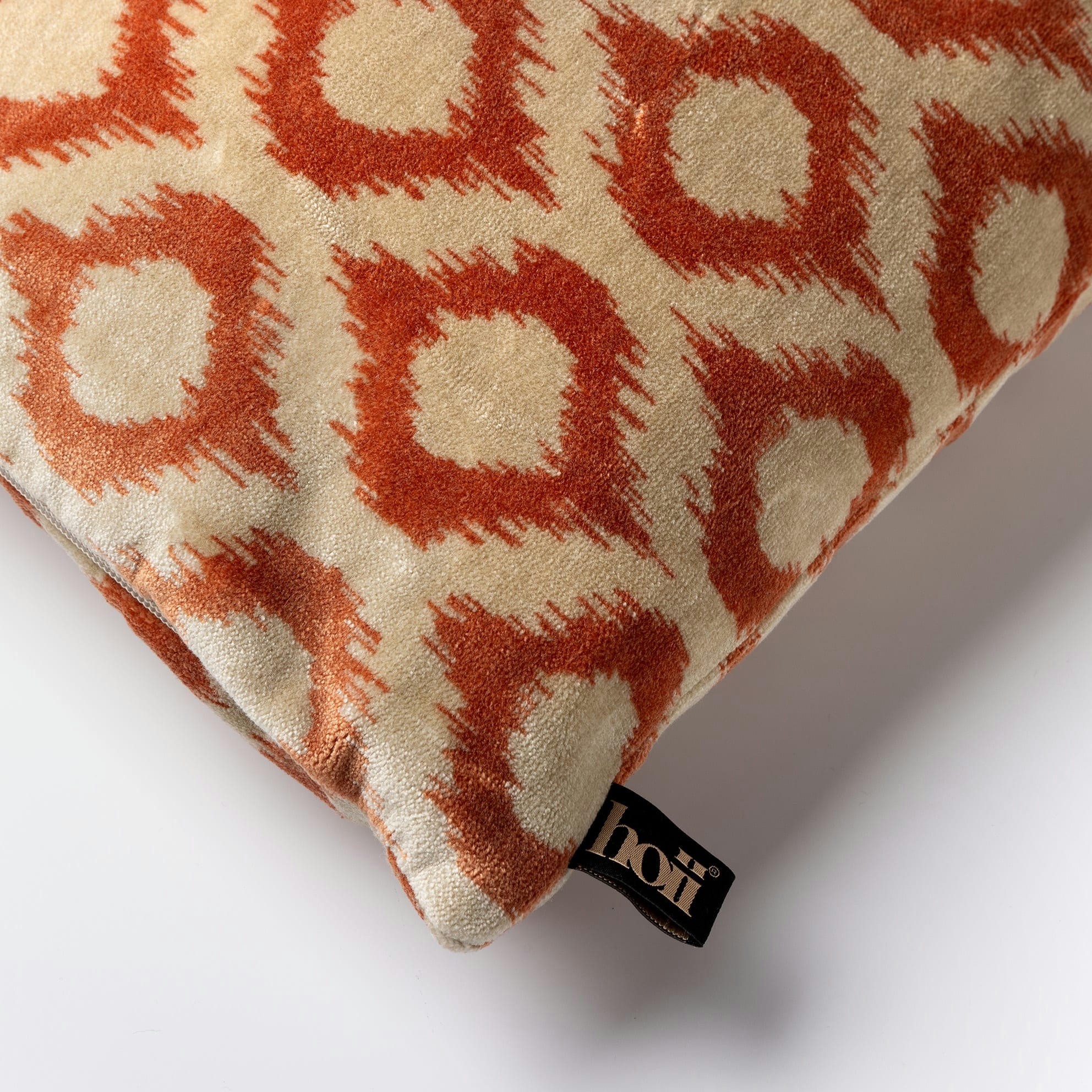 Leonardo - Coussin orange en velours 45x45 cm avec motif