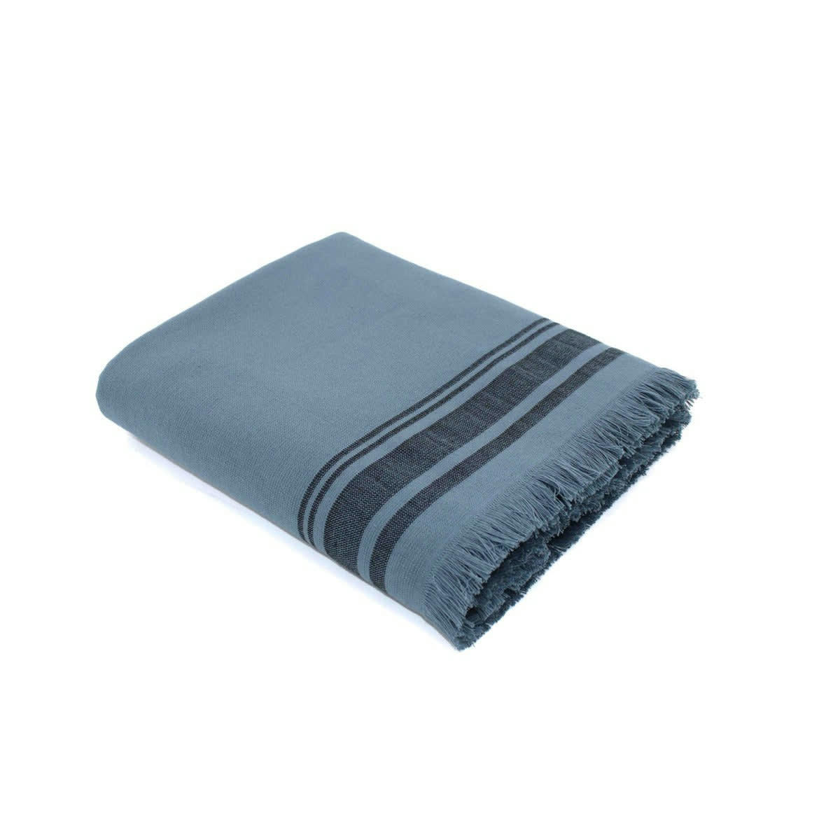 FARO - Fouta éponge XXL coton  200x180 bleu orage / noir