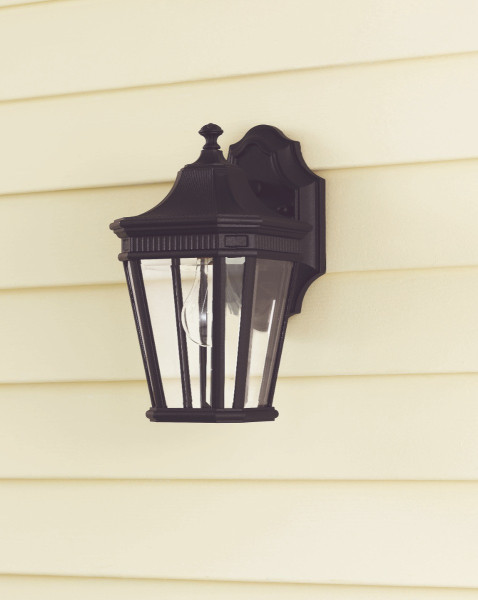 Kinkiet zewnętrznyczarno-przezroczysty Cotswold Lane 1xE27x60W IP44 Feiss