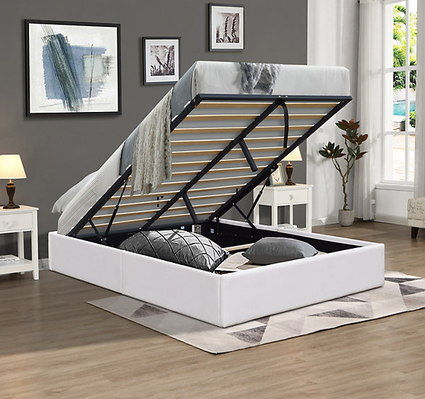 Lit coffre dehoussable 140x190 cm - 12 lattes - montage rapide - confort optimal -- style moderne