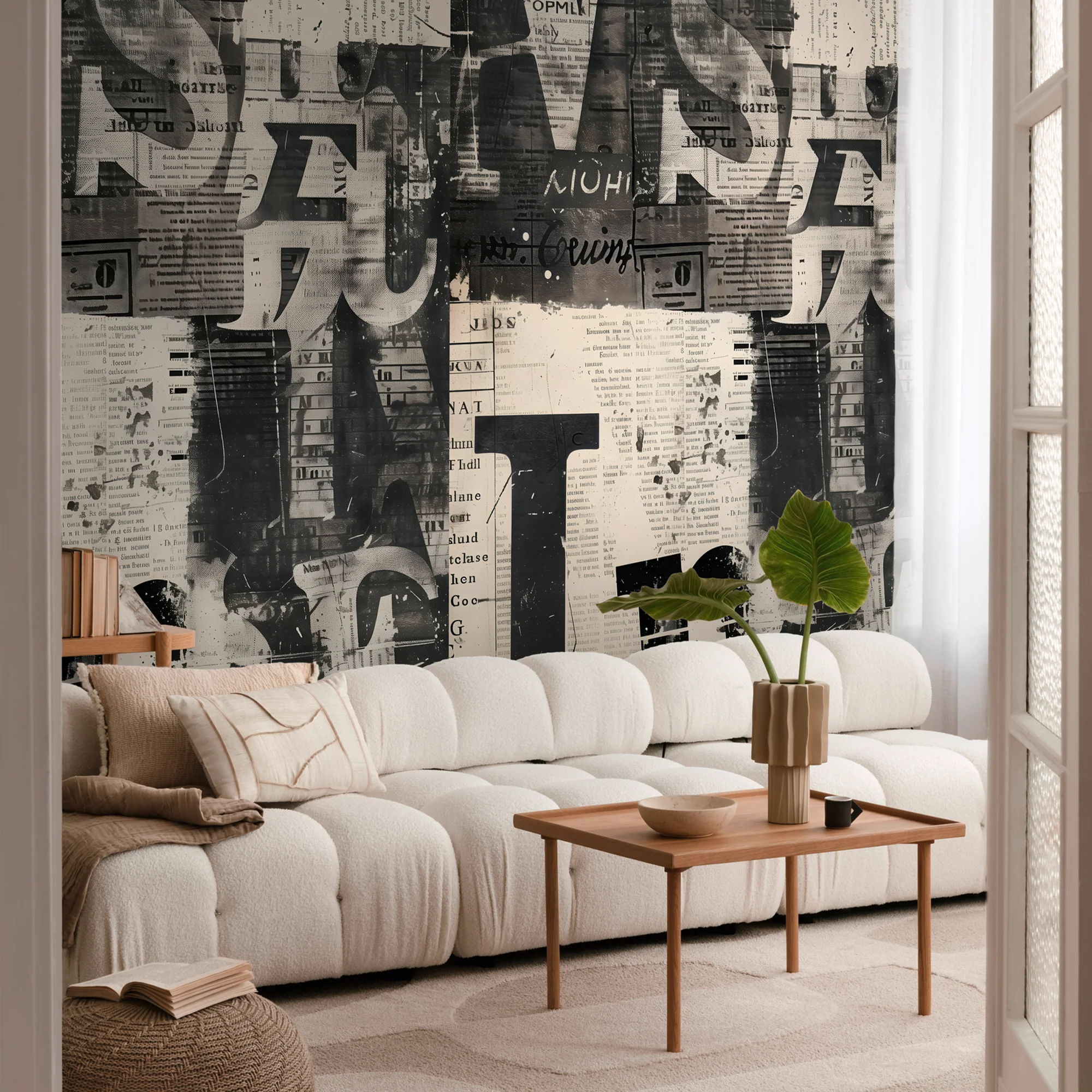 CosmoLiving Papier peint panoramique L NEWSPAPER 159 x 280 cm