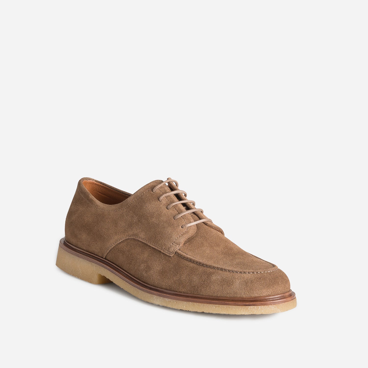 Derby à plateau taupe cuir velours