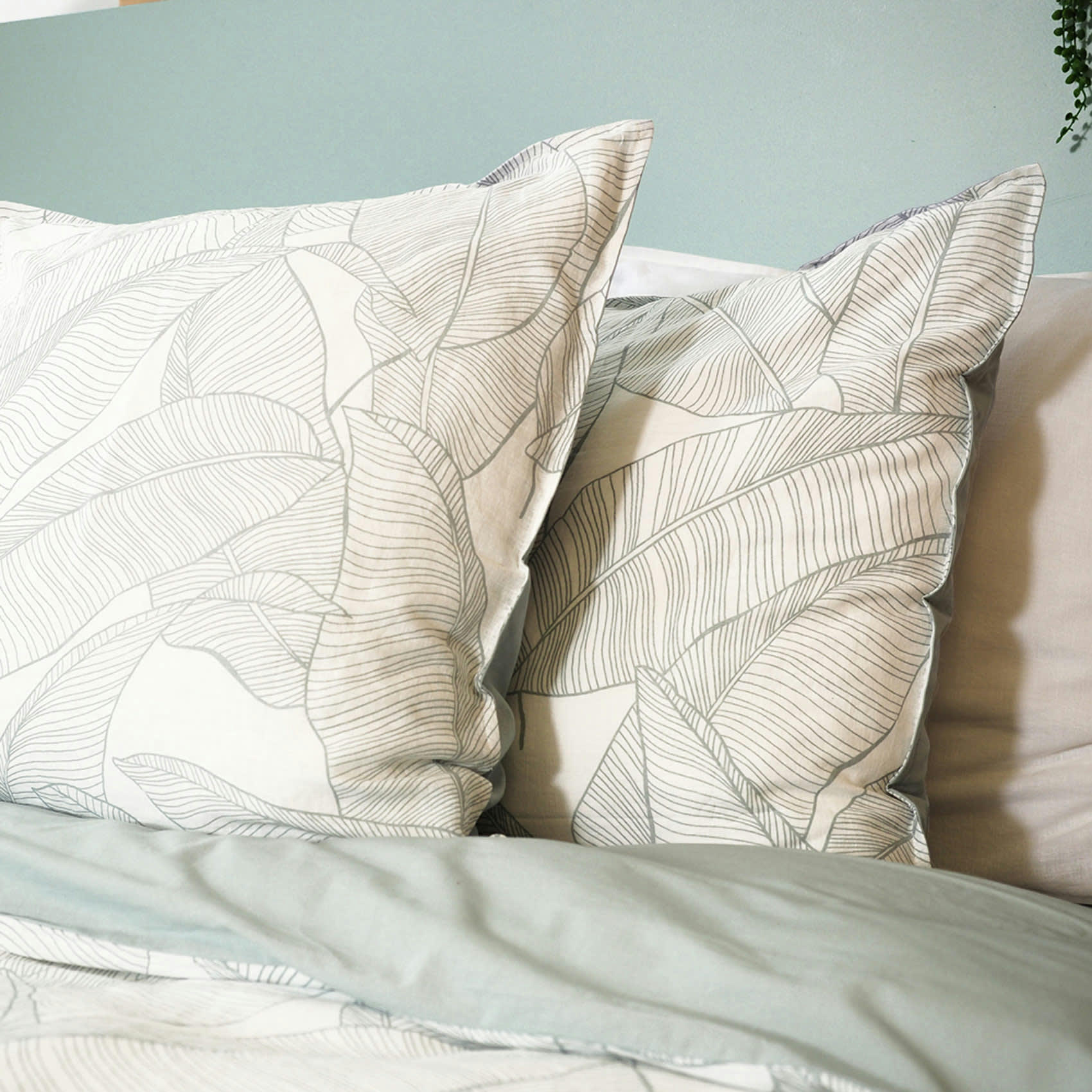 - Parure de lit esprit nature coton blanc perle 220 x 240