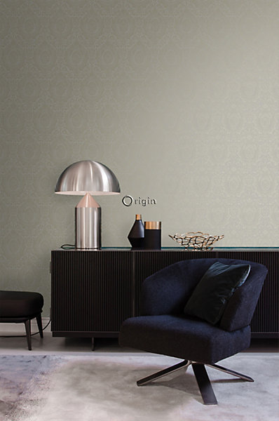 Origin Wallcoverings papier peint ornement taupe et bronze brillant 53 cm x 10.05 m