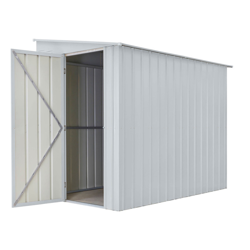 Abri de jardin adossé en métal Lean To 1 porte argenté 1,55 x 2,42 x 2,03 m GLOBEL
