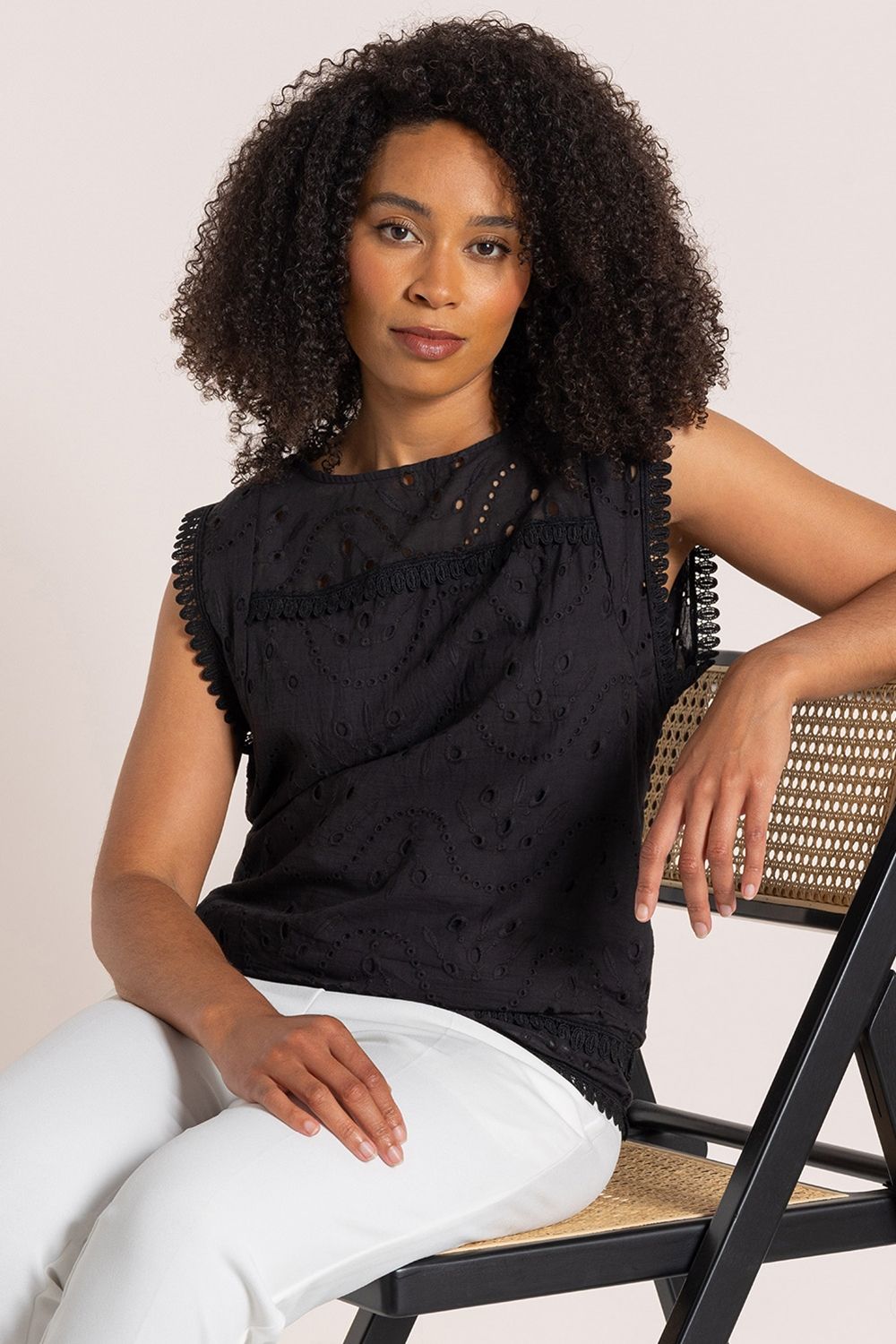 Klass. Broderie Sleeveless Cotton Top
