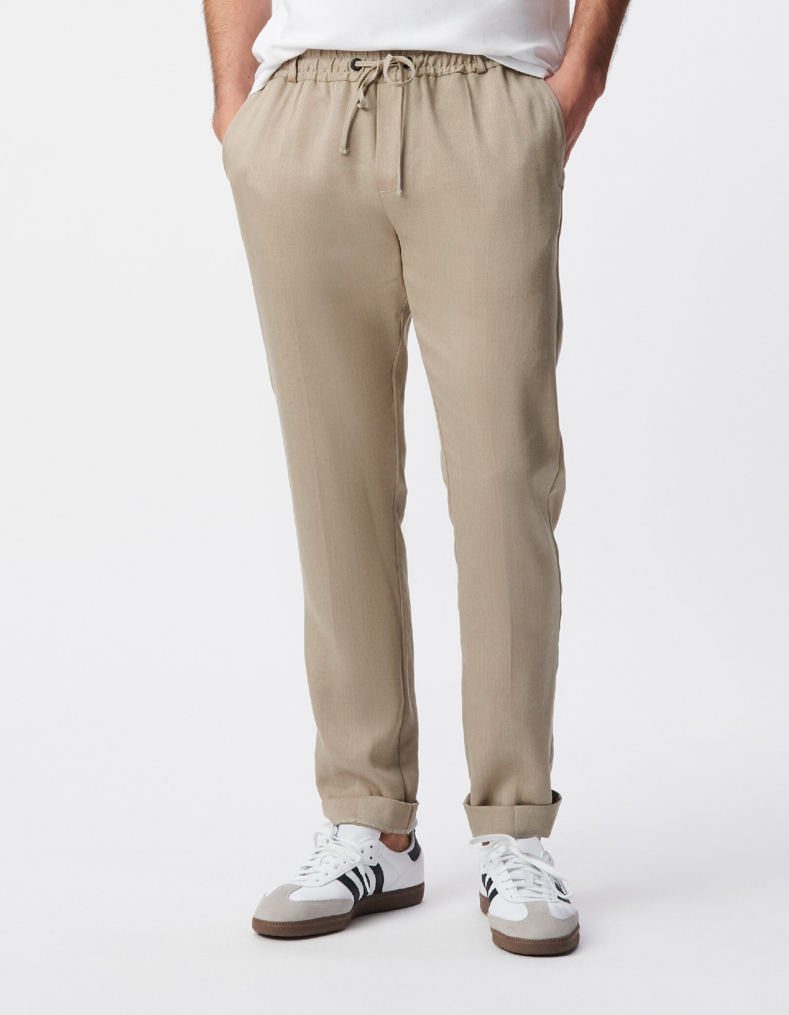 Jogpant de costume beige foncé lin mélangé Homme