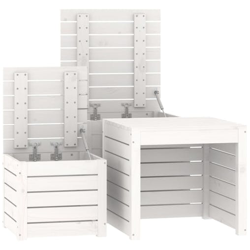 NNEVL 3 Piece Garden Box Set White Solid Wood Pine