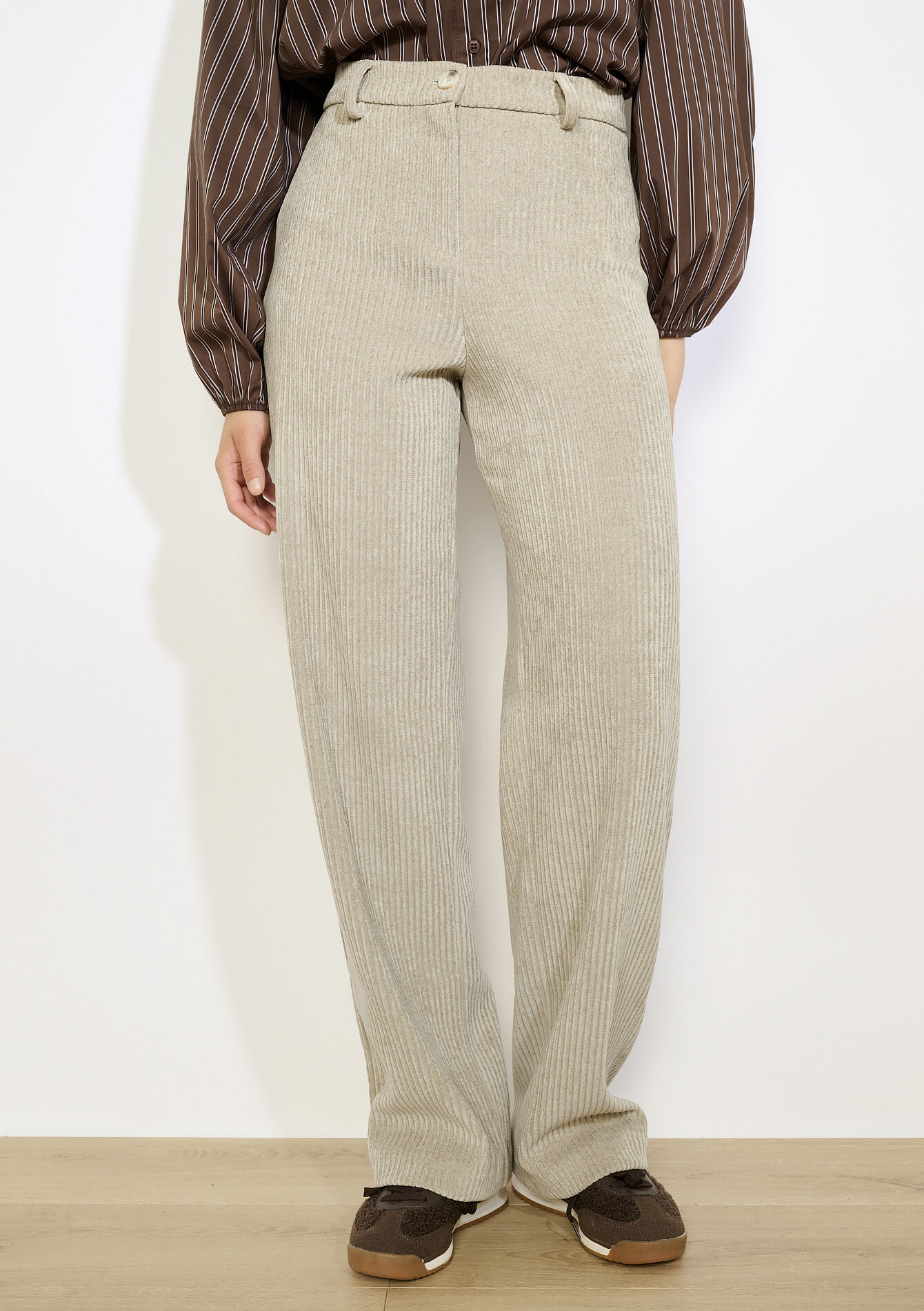 Ribfluwelen wijde broek