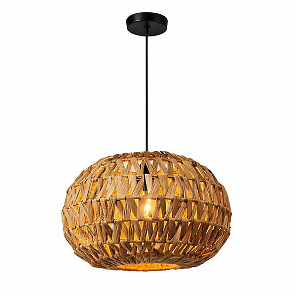ALPINALUZ Suspension en rotin naturel 38cmStyle bohème/nordique, douille E27