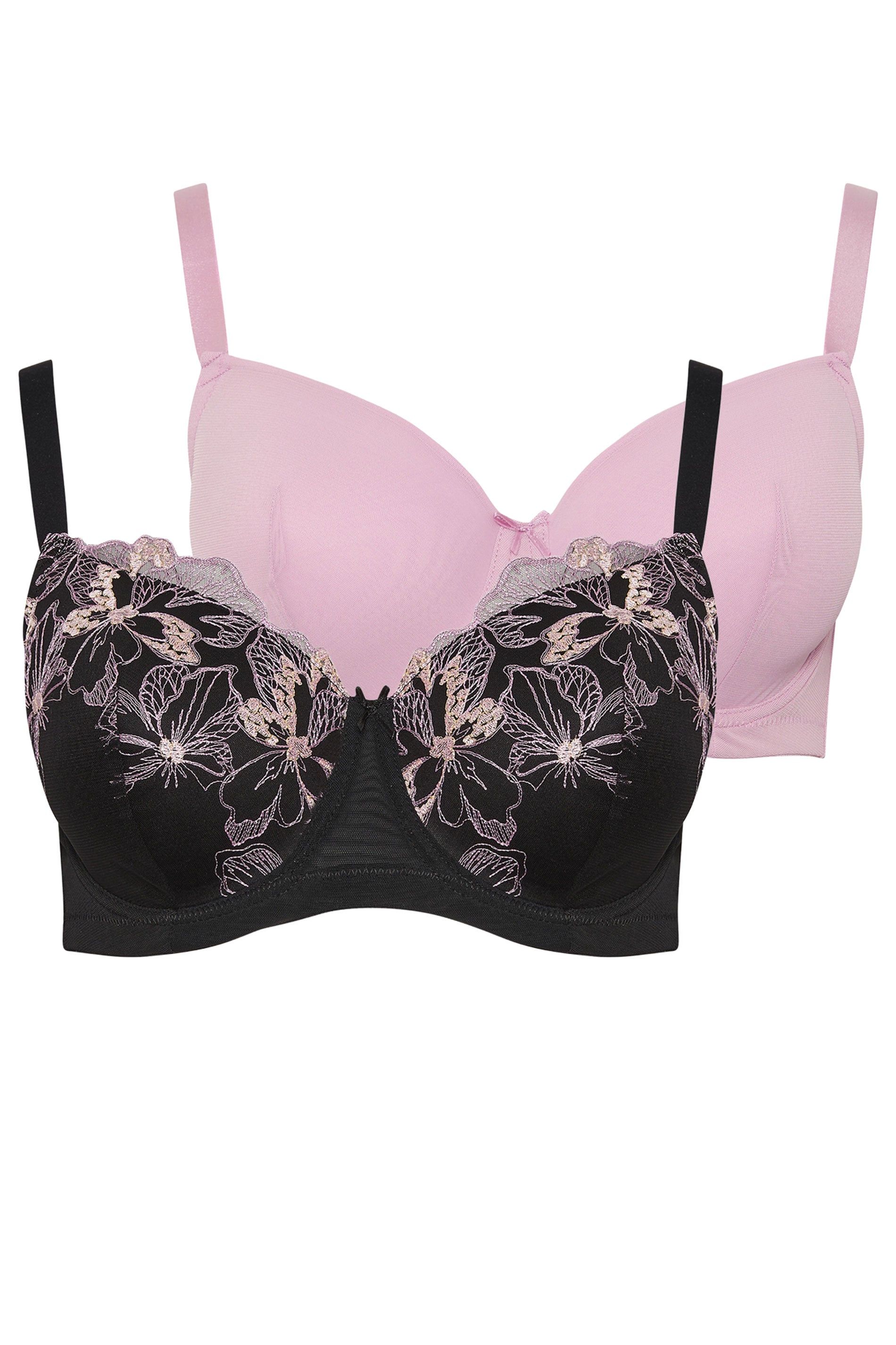 Yours 2 Pack Embroidered Padded Bras