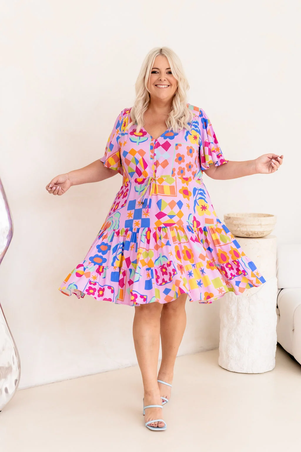 Charlie Dress in Checkerboard Petals